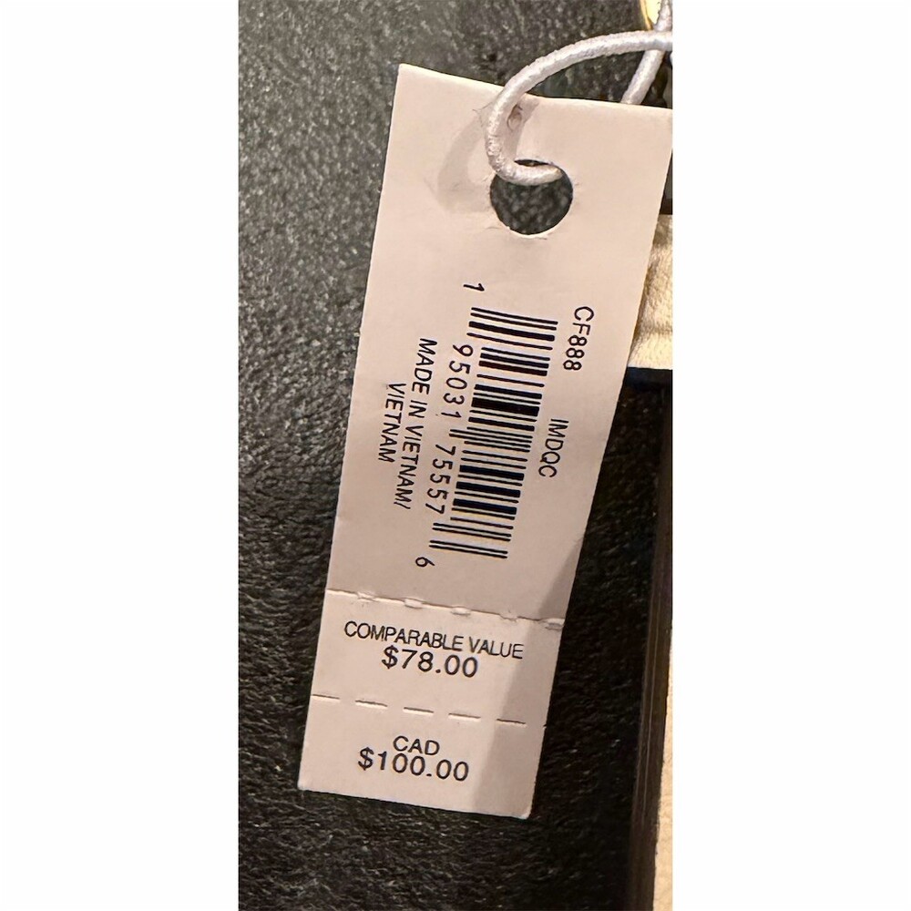 Coach Signature Canvas Luggage Tag Khaki/Chalk Leather Strap Gold Tone - Picture 3 of 4